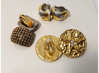 1980s Vintage Gold Tone Clip On Earrings
