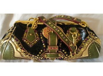 FAR NINE Leather Designer Fashion Hand Bag And Albert Nippon Scarves (3 Pcs)/ Old New Stock Item