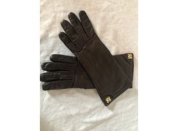Coach Brown Leather (longer Length), Lined Gloves: Size 8