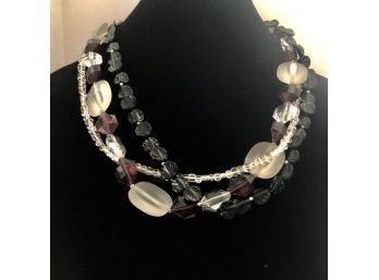 Multistrand Beaded Necklace And Stretch Bracelet Set (3 Pcs)