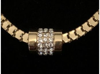 18k GP And Rhinestone Accented Necklace