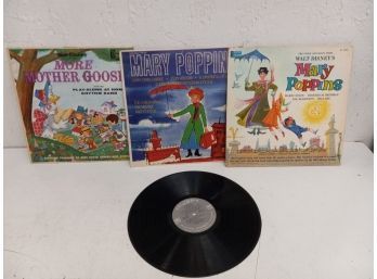 Vintage Records Including Mary Poppins, Mother Goose, And More