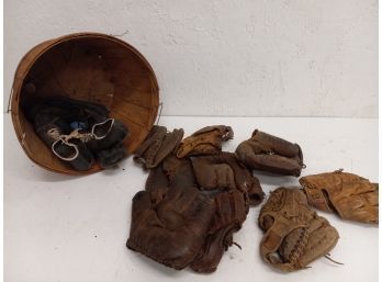 Vintage Assortment Of  Baseball Mitts And More