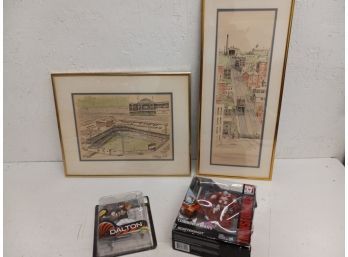 Vintage Assortment Including Picture Of Crossley Stadium, Andy Dalton Action Figure, Transformer Toy, And More