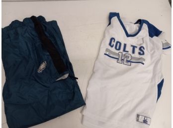 Sports Assortment Including Eagles Sweatpants Mens L And Colts Shirt And  Women's XL