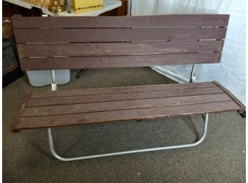 2 Vintage Foldable Benches / Table- Aluminum & Wood