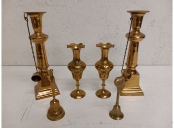 Vintage Assortment Including Bells, Candle Holders, And More