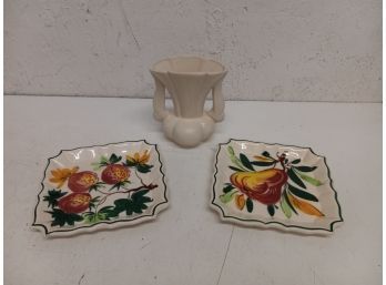 Vintage Fruit Plates Fruit And Foliage Dishes Made In Italy And White Vase