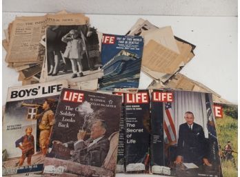 Vintage Assortment Of Paper Goods Including Life Magazines