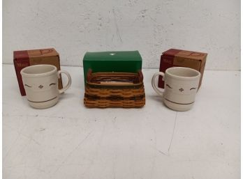 Longaberger Basket And Mugs