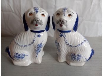9' Hand Painted Made In Portugal Dogs
