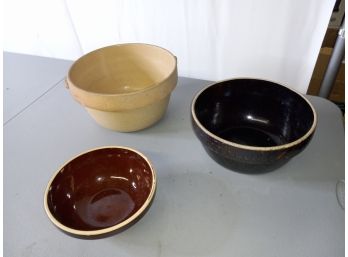 3 Vintage Crock Bowls