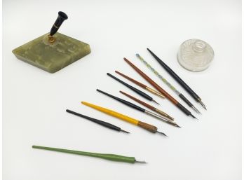 Vintage Dipped Ink Pens & Ink Wells