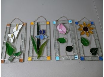 Stained Glass Floral Art - 4 Pieces