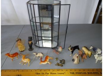 Antique & Vintage Plastic Figures And Glass Case
