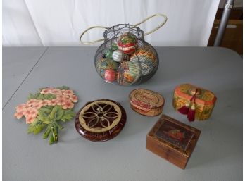 Vintage Eggs/Basket, & Small Box Assortment