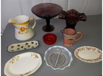Vintage Colored Glass & Ceramics