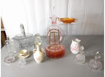 Colored Glass, Vintage Decanters, Vases, & More