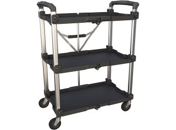 Pack-n-roll Collapsible Service Cart 100lb Capacity. Teal Two Trays!