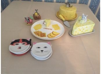 Vintage Cheese Ball Dishes, Cheese Tray-  Cat Coasters - Aurora, IN