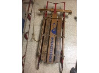 2 Vintage Wooden Sleds With Metal Blades- Moores Hill, IN