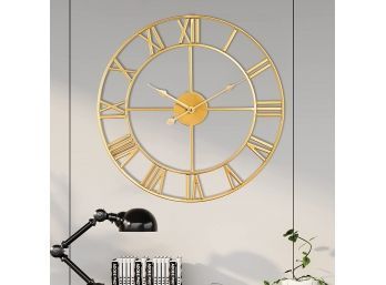 Large Silent Non-ticking Wall Clock Gold