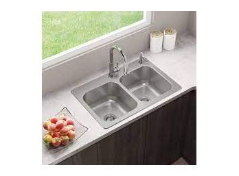 Elkay Silver Sink 33''L X 22''W X 7''D (DENTED ON THE END)