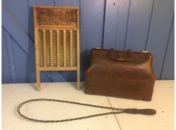 Washboard And Doctor's Bag, Rug Beater