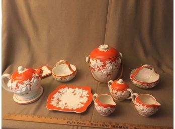 Made In Japan Orange And White Serving Pieces
