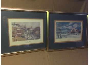 Framed Cincinnati Art- Winter Scenes Of Mt. Adams And Union Terminal