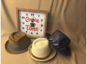 Vintage Men's Hats And Clock