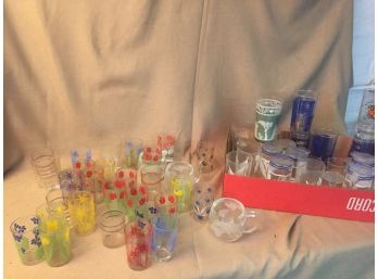 Vintage Glass Assortment, Juice Glasses And More