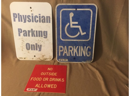 2 Metal Parking Signs, Red Sign Heavy Plastic