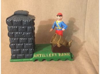 Vintage Artillery Bank With Moving Parts