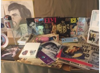 Large Elvis Assortment, Magazines, Tabloid Articles, Graceland Home And More