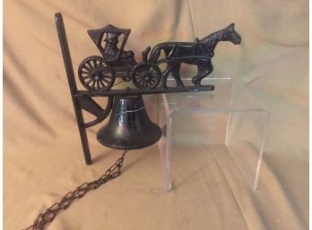 Vintage Wall Mount Cast Iron Dinner Bell, Horse And Buggy