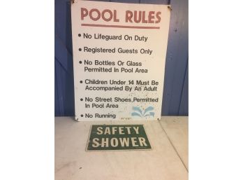 Metal Pool Rules Sign, Safety Shower Heavy Plastic