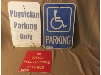 2 Metal Parking Signs, Red Sign Heavy Plastic