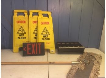 Commercial Assortment, Dust Mop, Exit Sign, Cash Drawers, Caution Signs