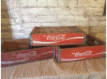 3 Vintage Wooden Coca Cola Crates