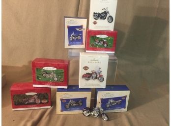 9 Hallmark Harley Davidson Ornaments,8 In Boxes, 1 Out