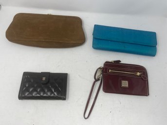 Womens Lot Of 4 Clutches & Wallets Incl. Dooney & Burke And Faux Chanel