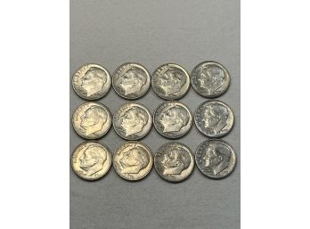1960s US Dimes (90 Silver) - Lot Of 12