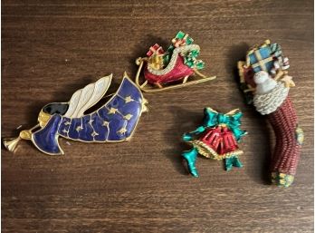 Vintage Christmas Pins - Lot Of 4