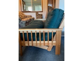 Wooden Futon With Hunter Green Cushion