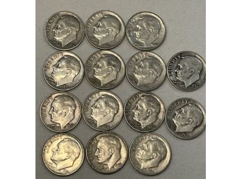 Another Lot Of 14 -  1950s US Dimes (90 Silver)