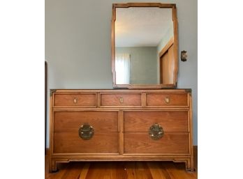 Vintage Dresser And Mirror With Unique Hardware