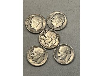 1948 Dime (90 Silver) Lot Of 5
