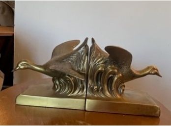 Vintage Brass Geese Bookends
