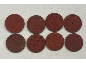 OPA Red Tokens - Lot Of 8 OPA Issued Rationing Stamps At The Start Of World War Two